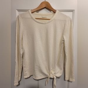 Madewell cream long sleeved top with tie